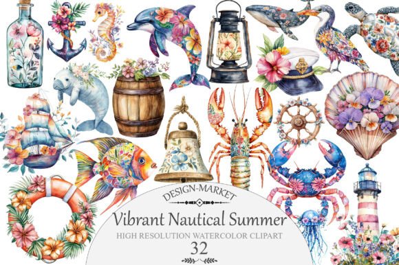 Download Vibrant Nautical Summer Clipart - Vibrant Collection